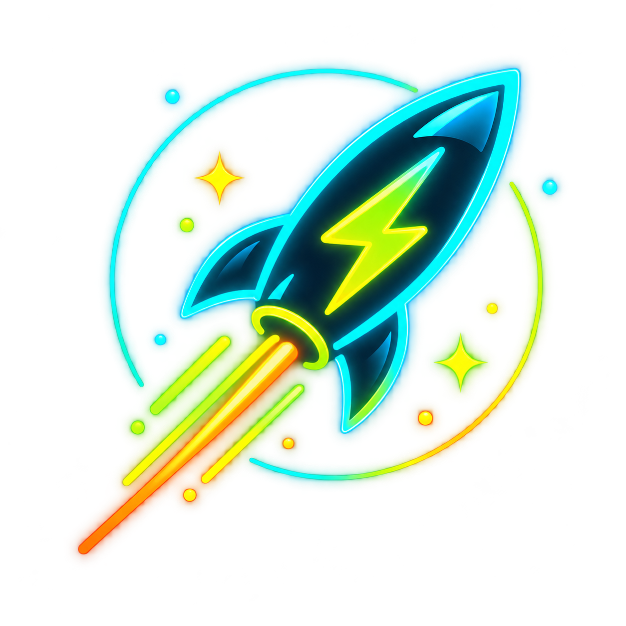 Neon-Rakete als Symbol für flinke Websites